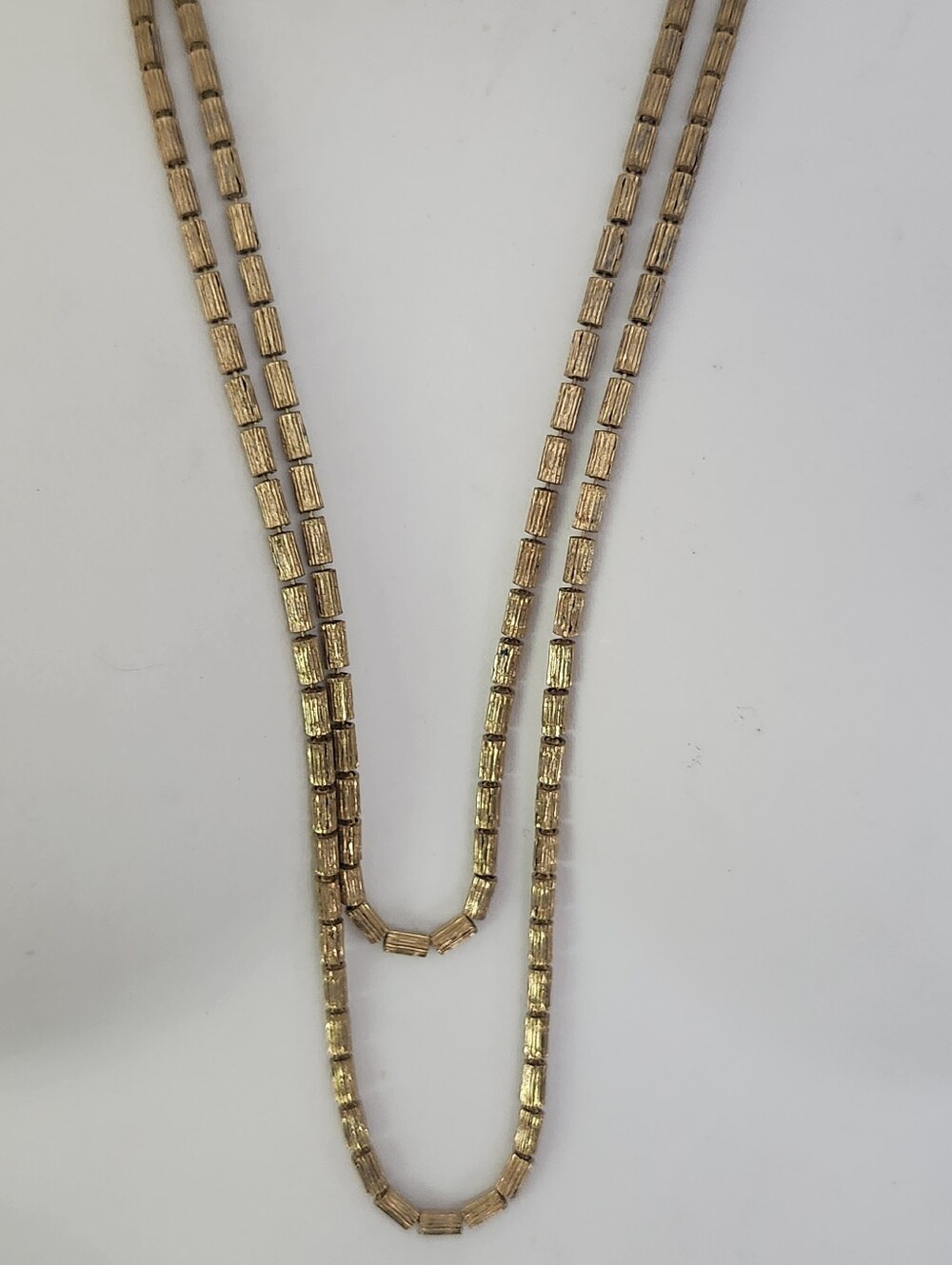 Goldette Signed Gold Tone Beaded Double Strand Necklace